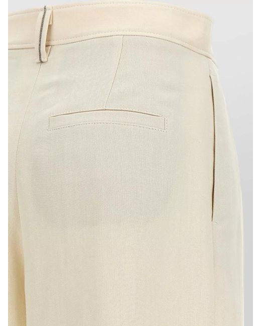 Brunello Cucinelli Natural Linen Blend High-Rise Wide-Leg Trousers
