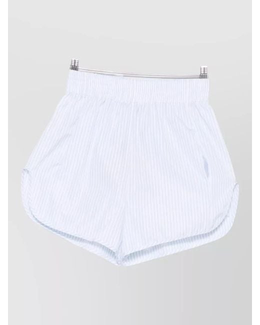 Ermanno Scervino White Cotton Shorts Curved Hem Striped Design