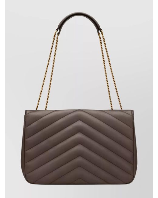Saint Laurent Gray Lou Lou Large Leather Shoulder Bag