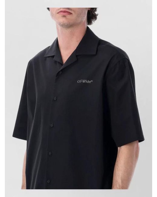 Off-White c/o Virgil Abloh Black Metal Arrow Motif Bowling Collar Shirt for men
