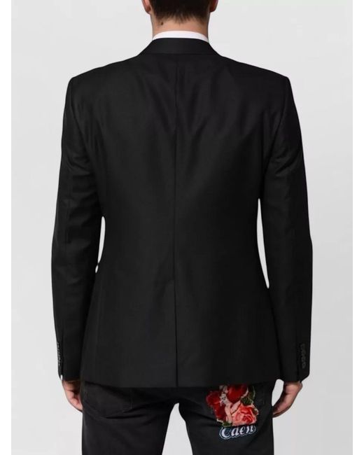 Dolce & Gabbana Black Wool Silk Slim-Fit Single-Breasted Suit Jacket for men