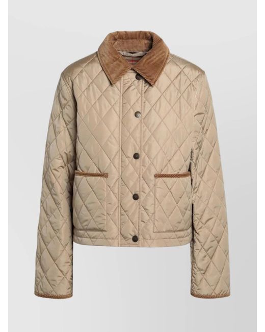Burberry Natural Cropped Quilted Nylon Jacket