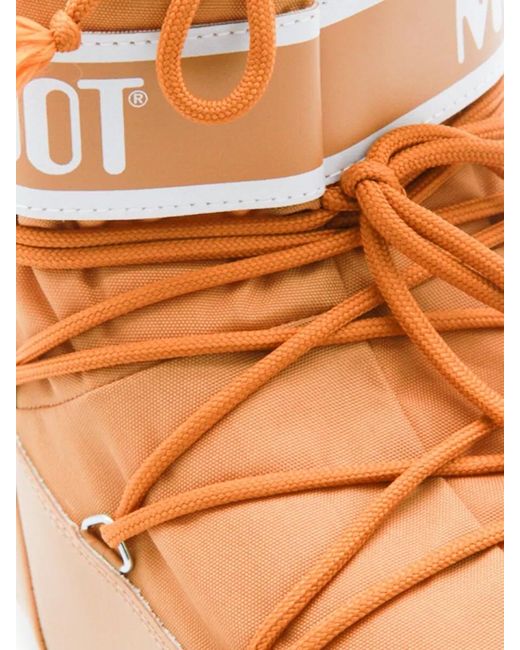 Moon Boot Orange Boots Round Toe Rubber Sole Design