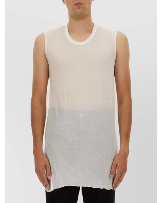 Rick Owens White Sheer Sleeveless Longline Vest for men