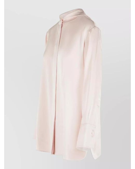 Jil Sander Pink Fiocco Acetate Viscose Draped Long Sleeve Shirt