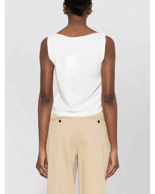 DUNST Natural Sleeveless Top Ribbed Edges Side Drawstring