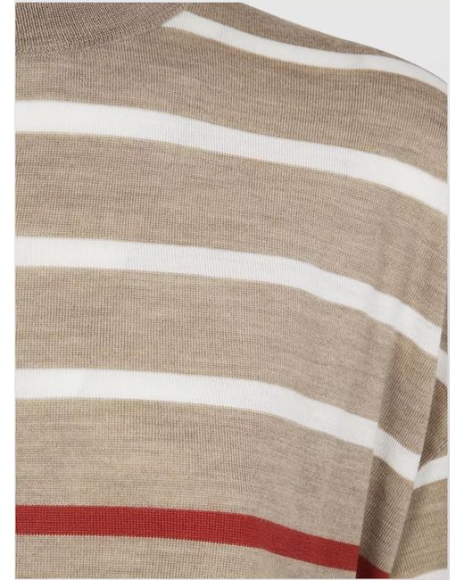 Brunello Cucinelli Natural Cashmere Blend Short Sleeve Sweater