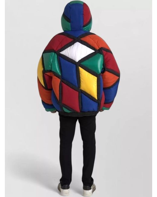 Dolce & Gabbana Blue Quilted Hooded Puffer Jacket for men
