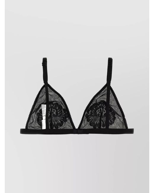 Dolce & Gabbana Black Floral Lace Triangle Bra