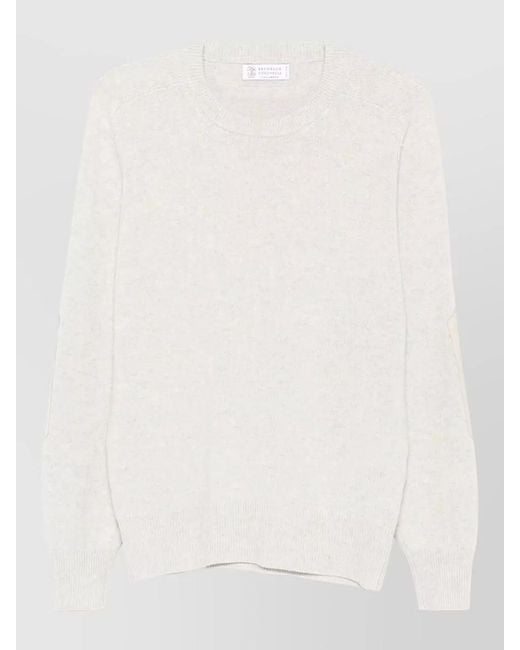 Brunello Cucinelli Natural Cashmere Crew Neck Long Sleeve Jumper for men