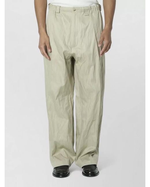 Willy Chavarria Natural Toluca Relaxed Cotton Blend Wide Leg Trousers for men