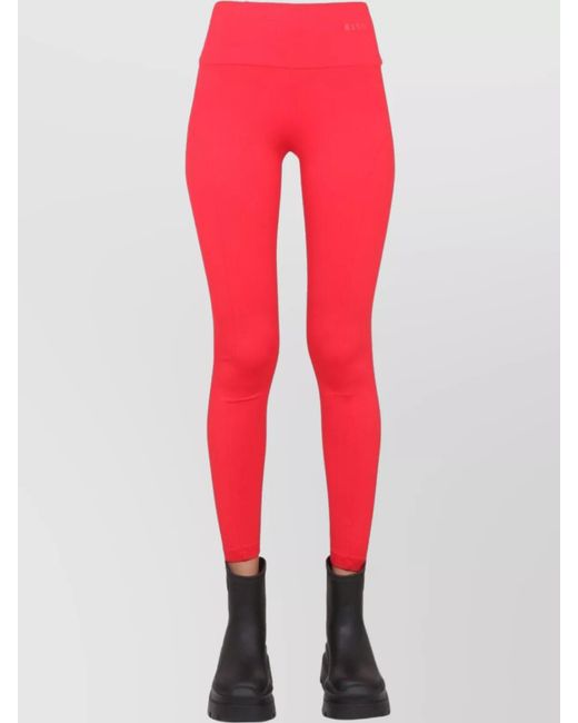 MSGM Red Logo Print Leggings
