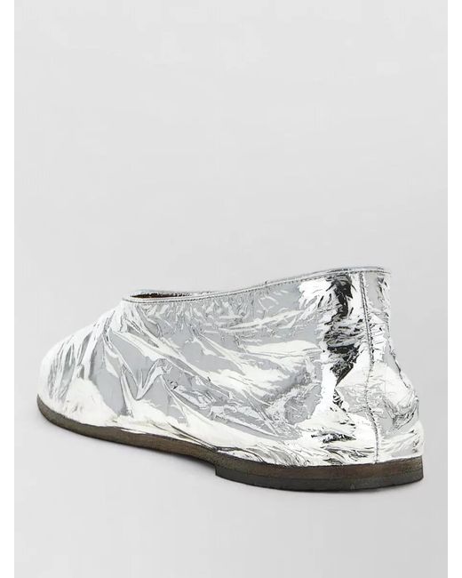 Marsèll White Coltellaccio Flat Loafers Round Toe Metallic