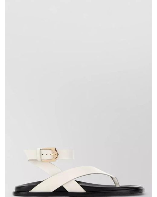 Stuart Weitzman White Leather Marycate Thong Sandals Ankle Strap