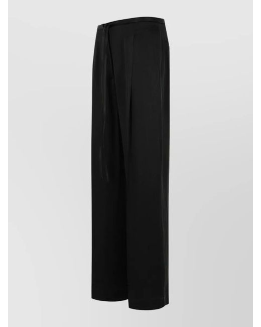 Rohe Black Acetate Blend Trousers Drawstring Waist Pleated