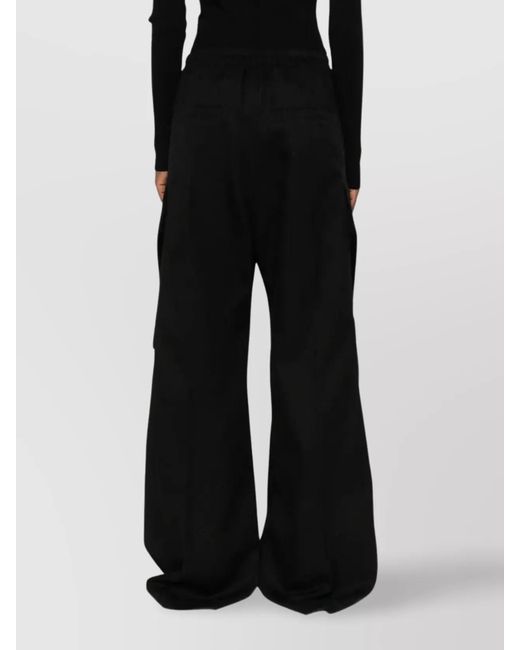Rick Owens Black Wool Wide-Leg Cargo Trousers