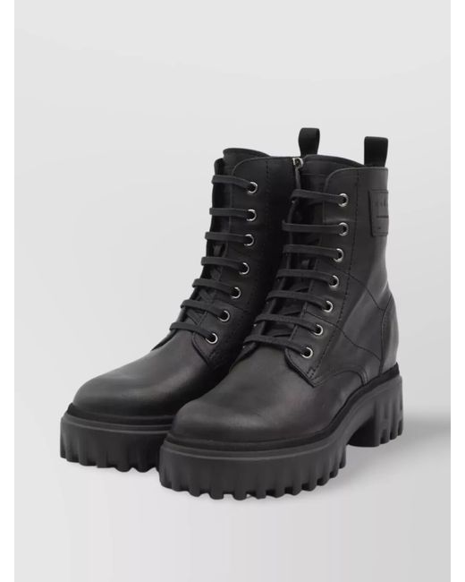 Hogan Multicolor Smooth Leather Combat Boots
