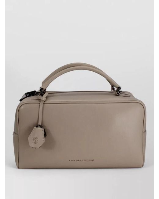 Brunello Cucinelli Brown Top Handle Leather Shoulder Bag Design