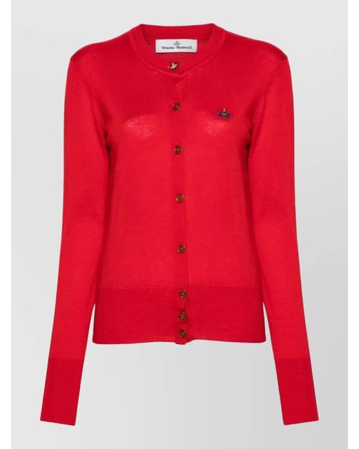 Vivienne Westwood Red Silk Wool Fine-Knit Cardigan
