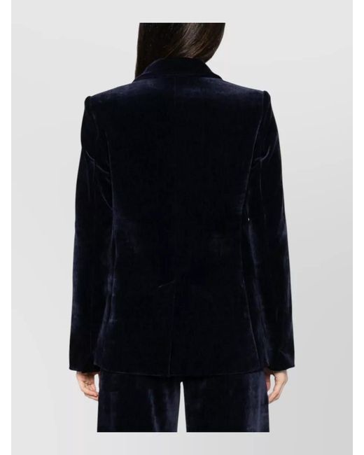 Forte_forte Blue Double Breasted Velvet Tailored Jacket