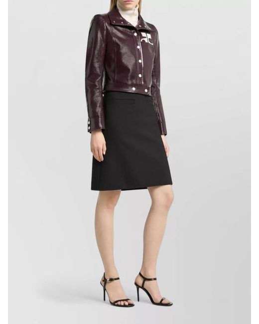 Courreges Brown Vinyl Cropped High-Collar Jacket