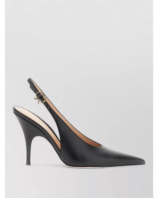 Gianvito Rossi Gray Sofia Leather Slingback Pumps Pointed Toe