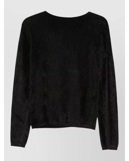 Semicouture Black Lettice Crewneck Sweater Fitted Long Sleeves
