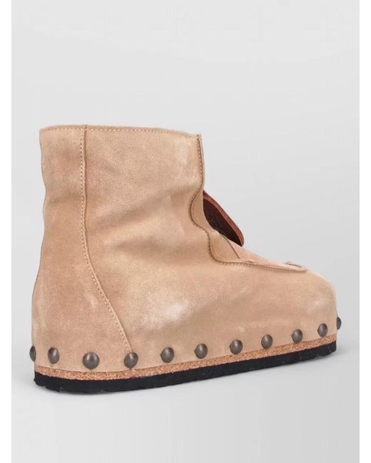Magliano Natural Flat Sole Ankle Boots Round Toe Studs for men