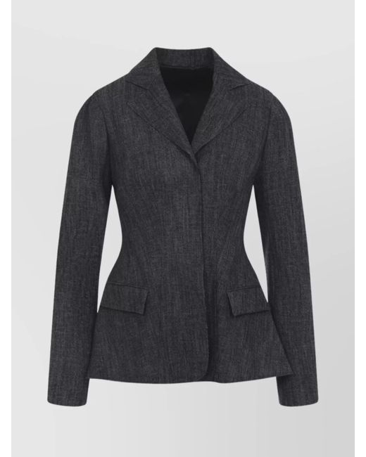 Alberta Ferretti Black Tailored Jacket With Flap Pockets And Lapel