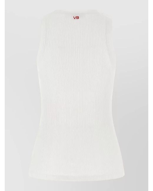 Victoria Beckham White Ribbed Cotton Tank Top