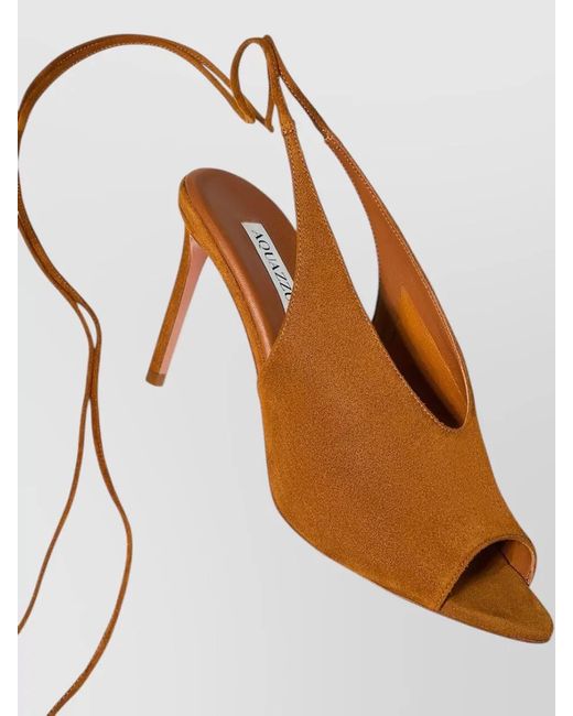 Aquazzura Brown Lais Suede Peep Toe High Heel Pumps