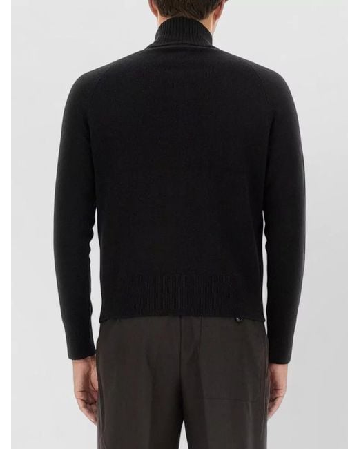 Dries Van Noten Black Slim Fit Turtleneck Long Sleeve Knit Top for men