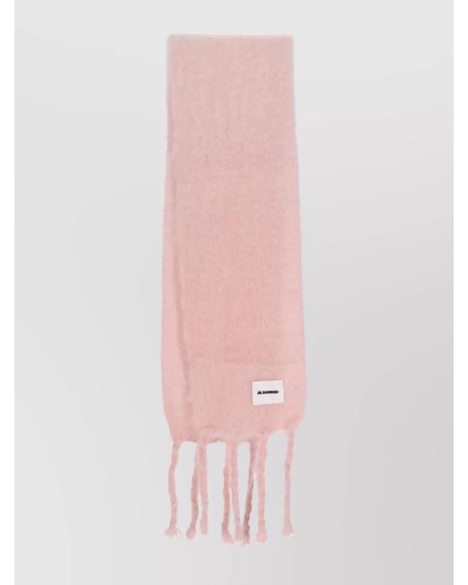 Jil Sander Pink Luxurious Soft Fringed Edge Scarf