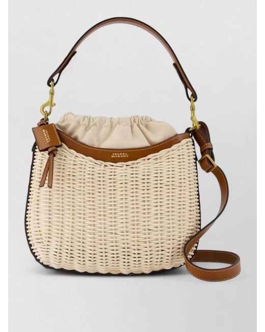 Isabel Marant Natural Oskan Moon Recycled Tweed Shoulder Bucket Bag