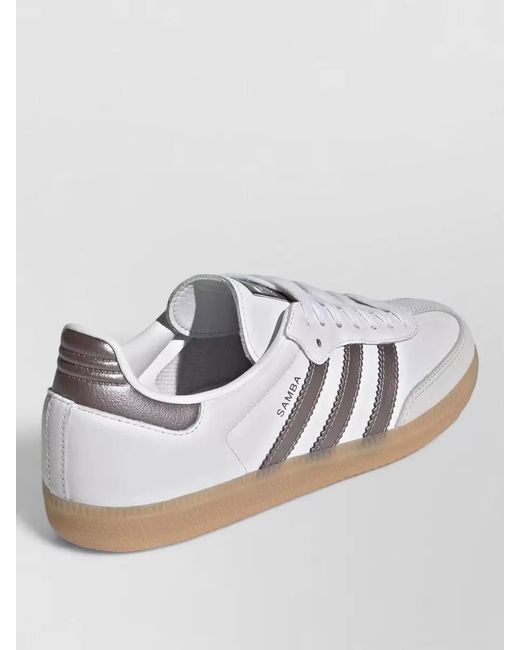 Adidas White Retro Lace Up Sneakers Leather Stripes