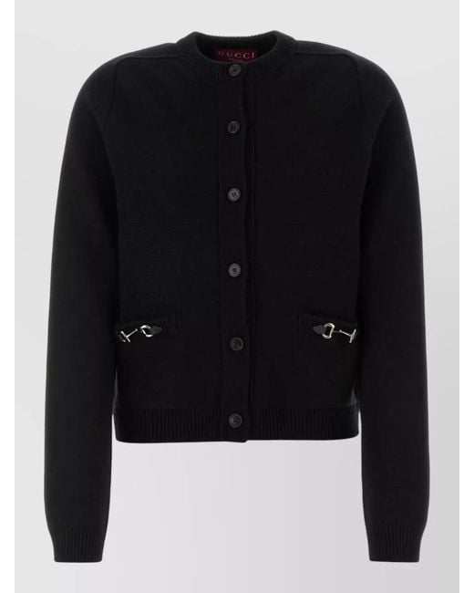 Gucci Black Cashmere-Wool Cardigan