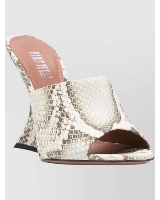 Paris Texas White Python Print Wedge Heel Open Toe Mules