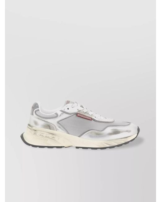DSquared² White Paneled Low-Top Sneakers for men