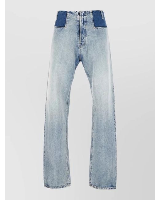 Maison Margiela Blue High Waist Straight Leg Denim Trousers for men