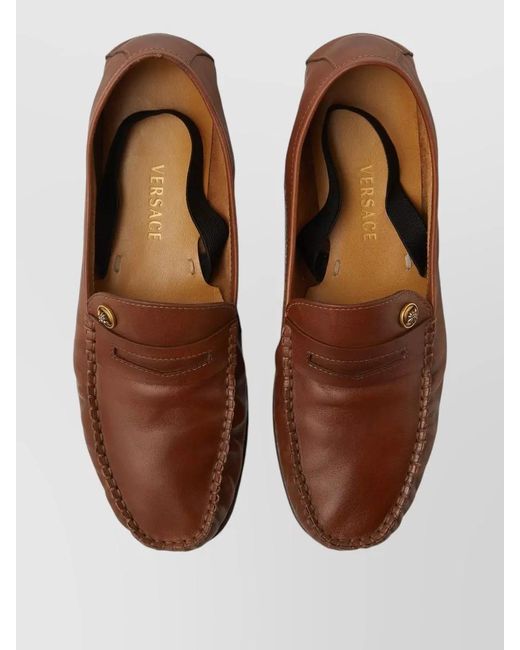 Versace Brown Leather Penny Loafers T Zero Five