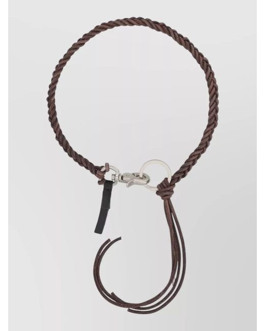 Our Legacy White Braided Necklace Leather Tassel Detail Design for men