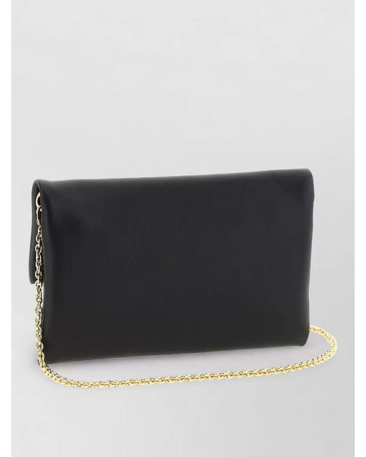 Fendi Black Mamma Baguette Lamb Leather Clutch Bag