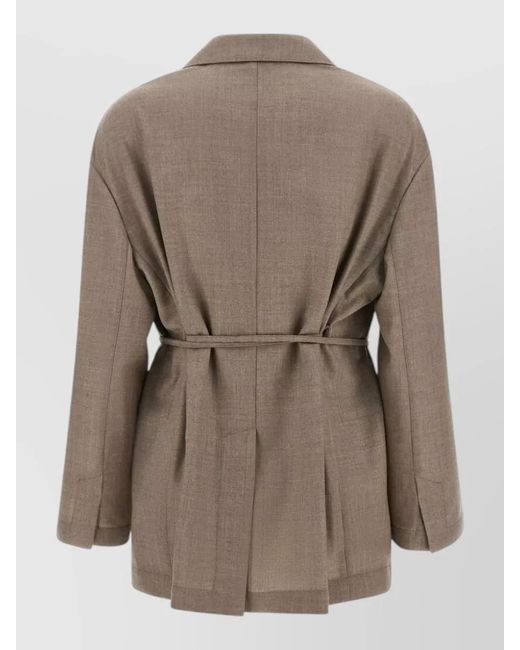 Brunello Cucinelli Brown Tailored Suit Jacket Notch Lapel Pockets