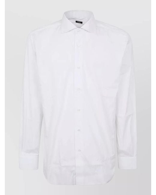 Barba Napoli White Long Sleeve Shirt Tailored Button Cuffs for men