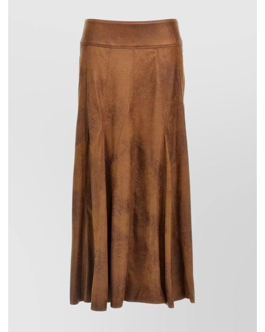 Isabel Marant Brown 'Genevi' High-Waisted Midi Pleated Skirt