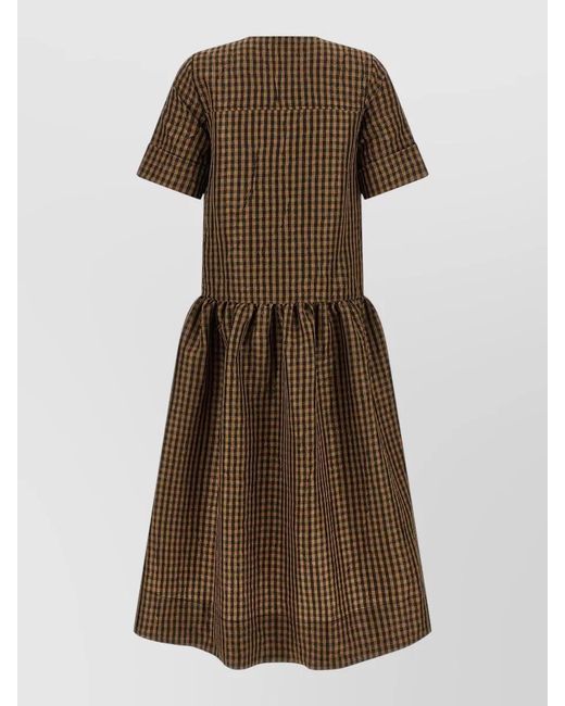 Ganni Natural Crinkled Taffeta Dress