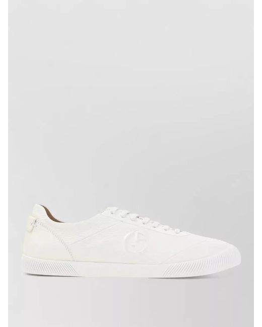 Giorgio Armani White Leather Low-Top Lace-Up Sneakers for men
