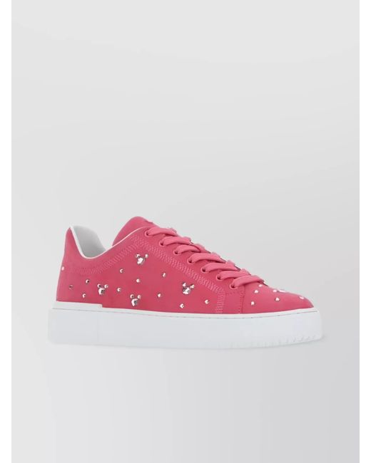 Stuart Weitzman Pink Suede Rhinestone Sneakers
