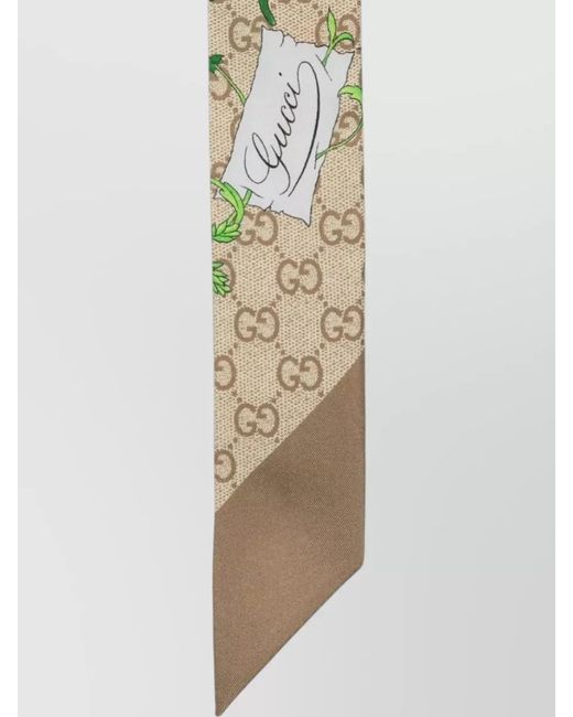 Gucci White Flora Silk Foulard Pointed Tips Design