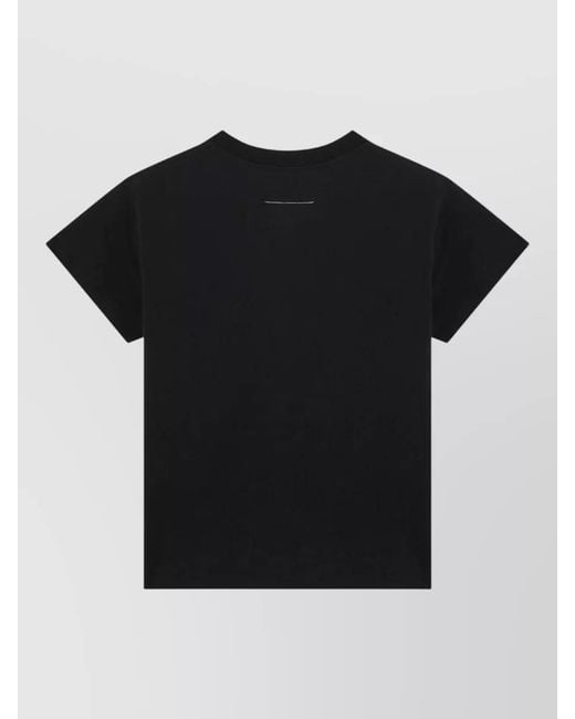 MM6 by Maison Margiela Black Cotton Logo-Patch Short-Sleeve T-Shirt